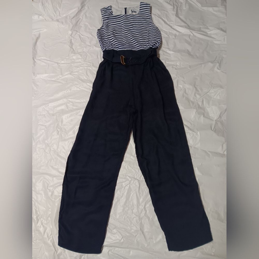 R J.& Co Chic Navy Blue High Waist Jumpsuit with Wide-Leg Design Sz 14